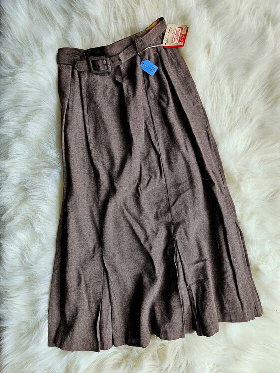 60s Vintage High Waisted Brown Midi Pencil Skirt … - image 8