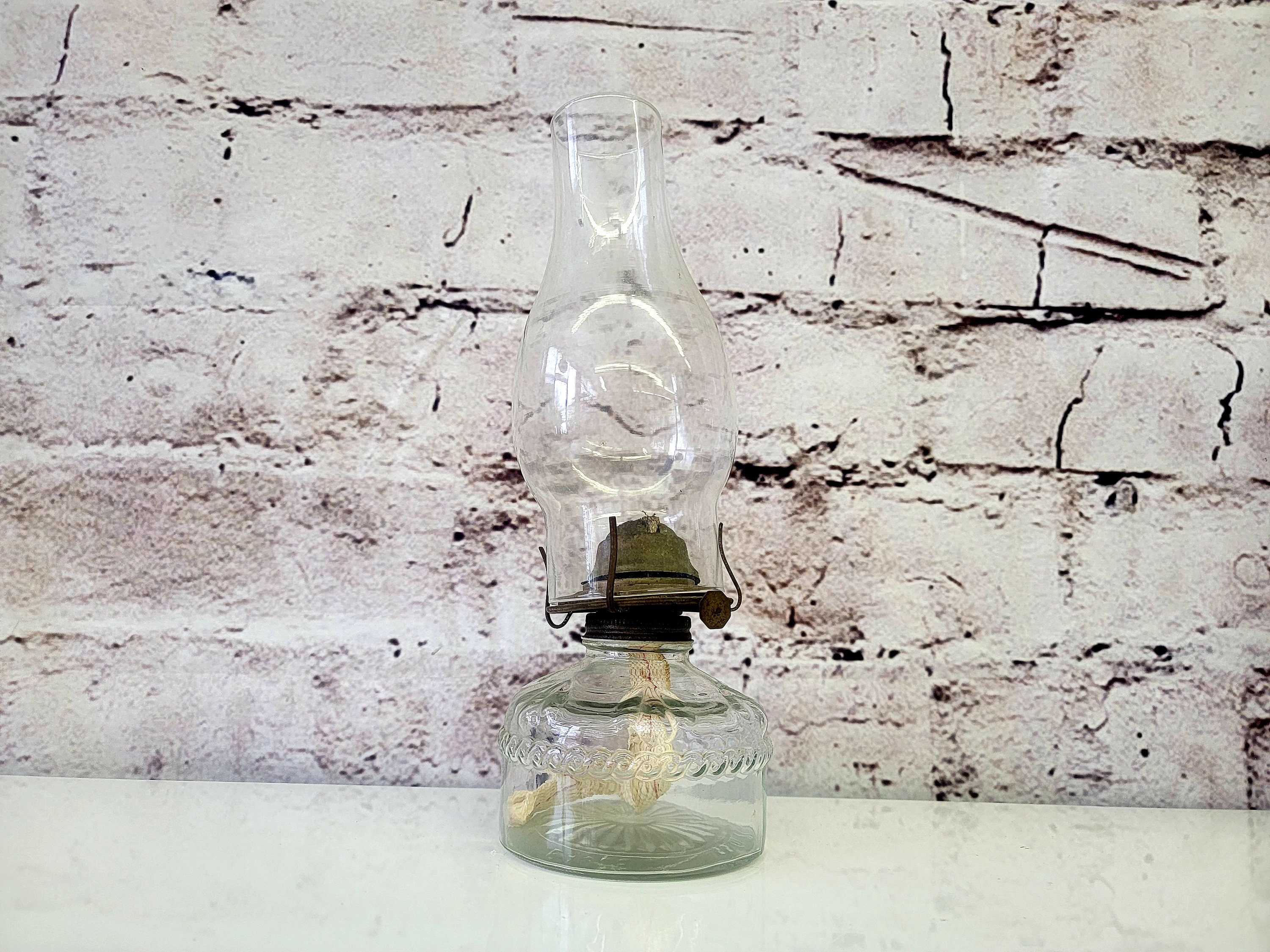 Vintage Oil Lamp Kerosene Lantern Glass Base With Wick 