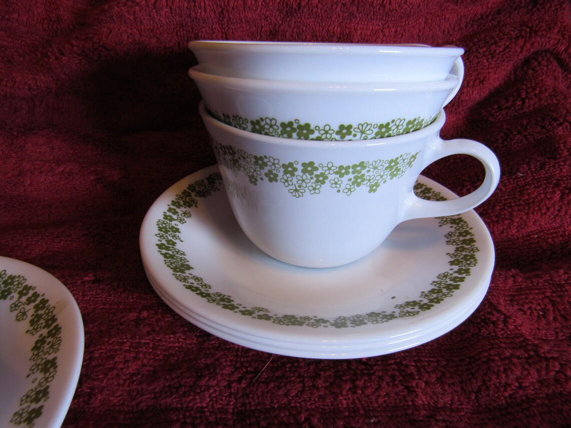 Vintage Corelle Cups and Saucers Set of 8 Spring Blossom Etsy