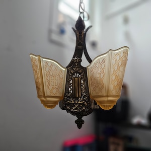 Art-deco-armatuur uit de jaren 30 met 3 lichte schuifgordijnen Moe Bridges