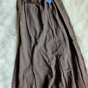 60s Vintage High Waisted Brown Midi Pencil Skirt 26&quot; Waist