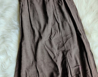 60s Vintage High Waisted Brown Midi Pencil Skirt 26" Waist