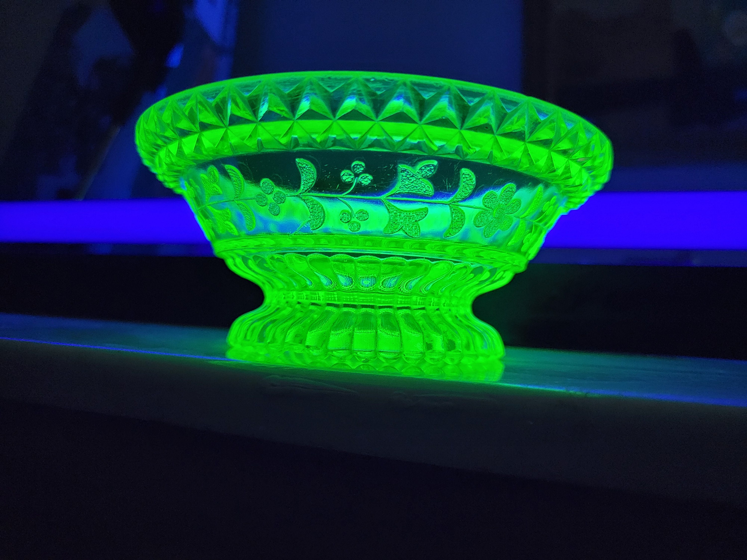 EAPG Vaseline Glass Bowl Adam's and Company Wildflower Etsy