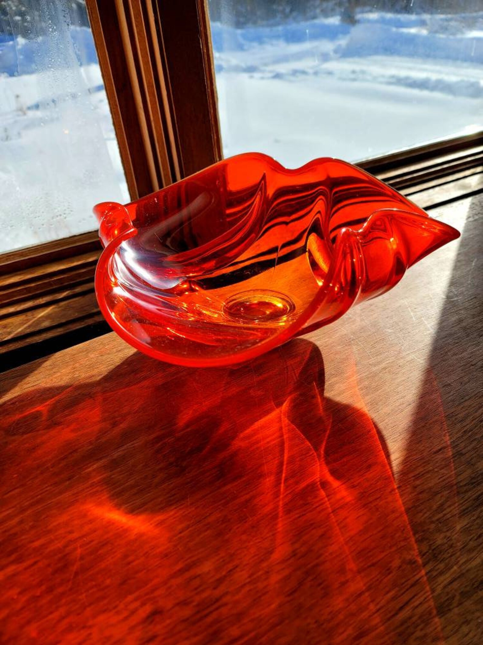 Viking Glass Epic Drape Bowl Amberina MCM Mid Mod Mid Etsy