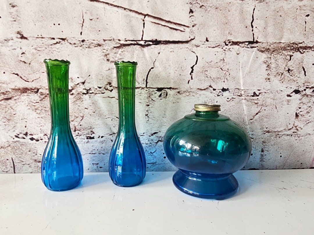 Accents Glass Bud Vases Beautiful Pair Vintage Mid Etsy