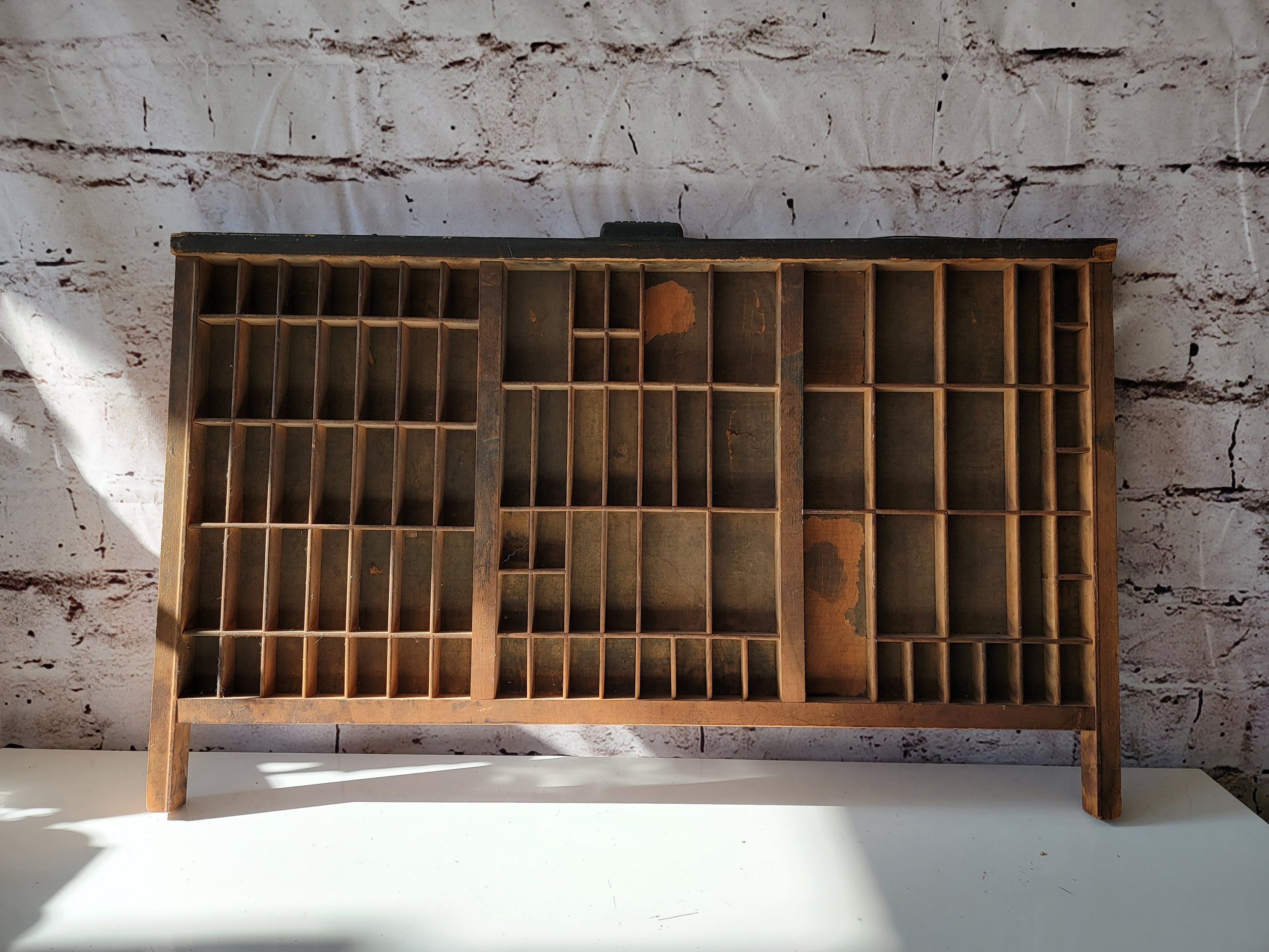 Letterpress Vintage Printers Tray Wood Drawer Filled with Rocks/Minerals