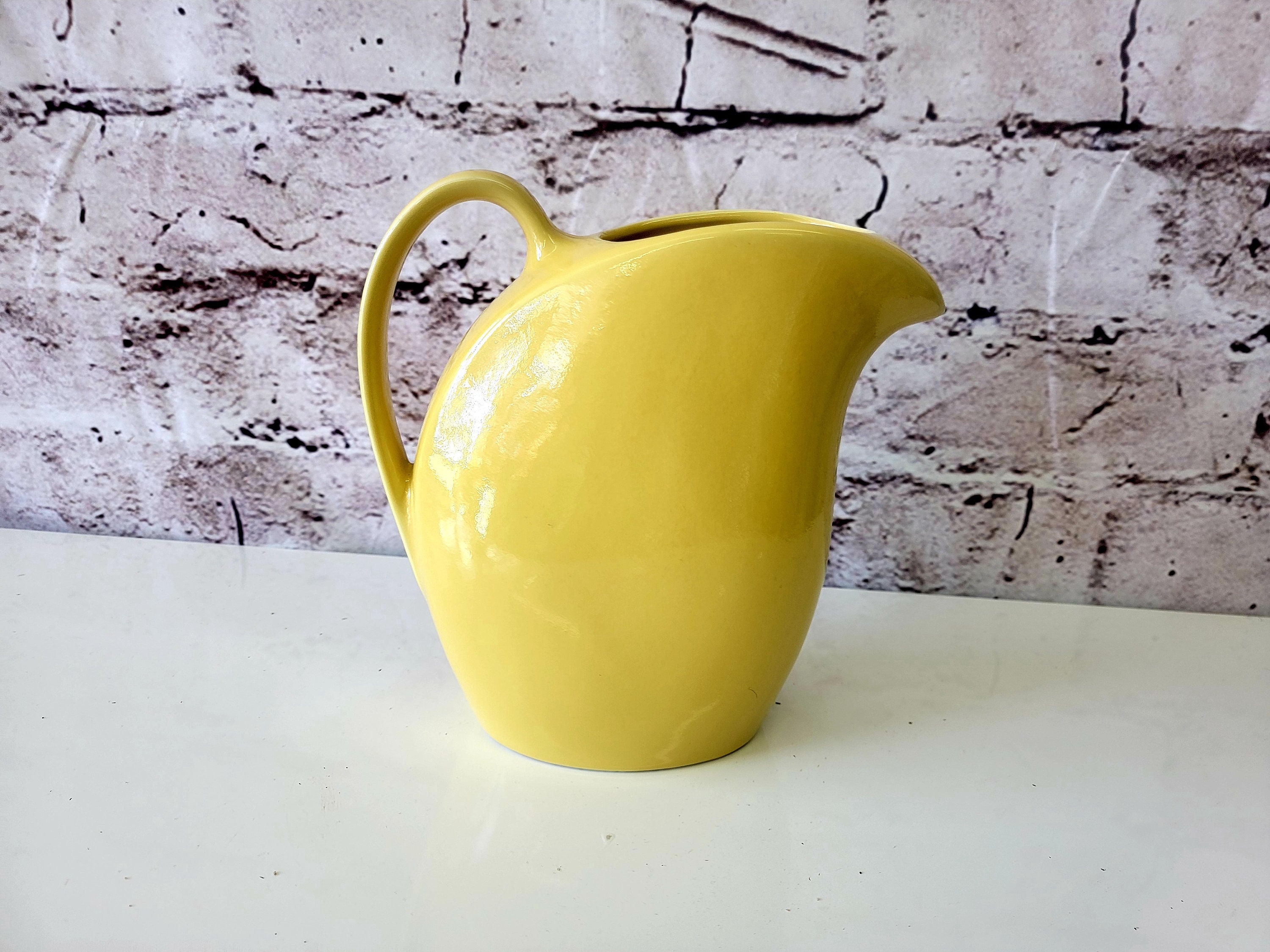 Vintage HALL Pottery USA / Yellow / Milk Creamer Pitcher / Vented