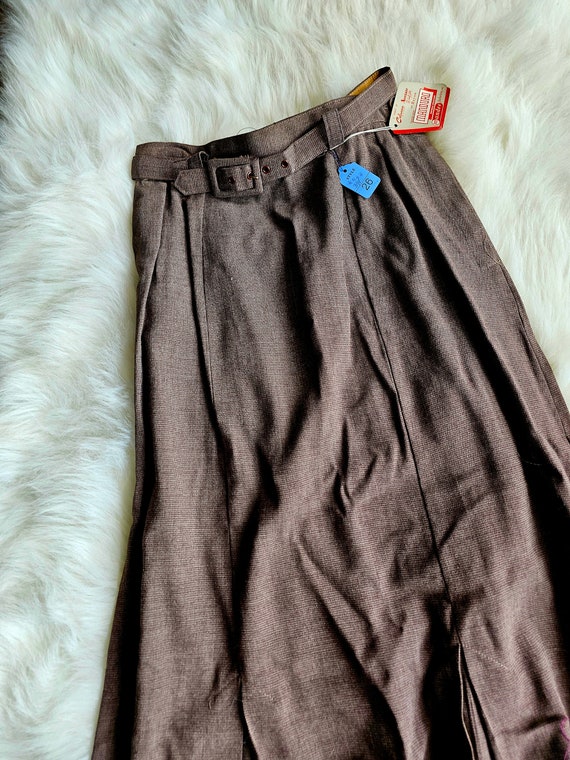 60s Vintage High Waisted Brown Midi Pencil Skirt … - image 5