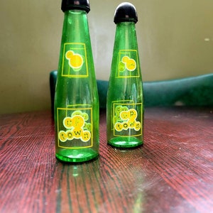 Vintage Uptown Soft Drink Soda Bottle Shaped Salt & Pepper Shakers