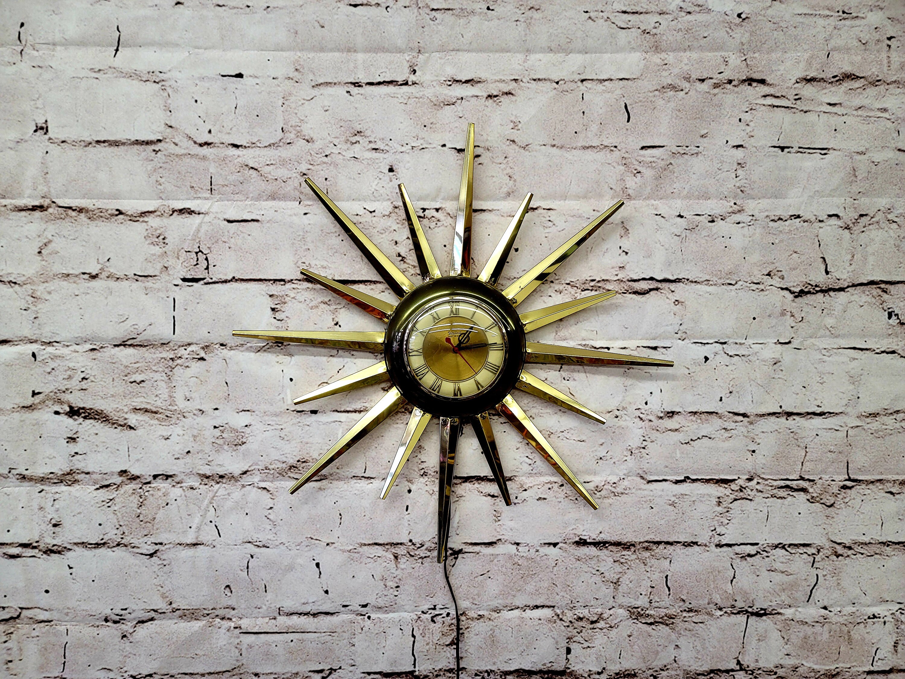 Vintage United Starburst Clock MCM Mid Century Decor Atomic Vintage United Starburst Clock MCM Mid Century Decor Atomic