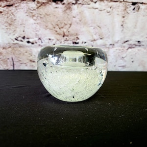 Clear with Silver Foil Bubbles Murano Glass Votive, Authentic Murano Glass