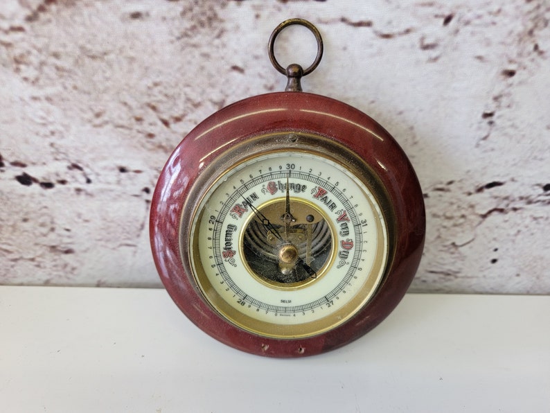 Maritime Outdoor BAROMETER, Wood & Brass Atmospheric Pressure
