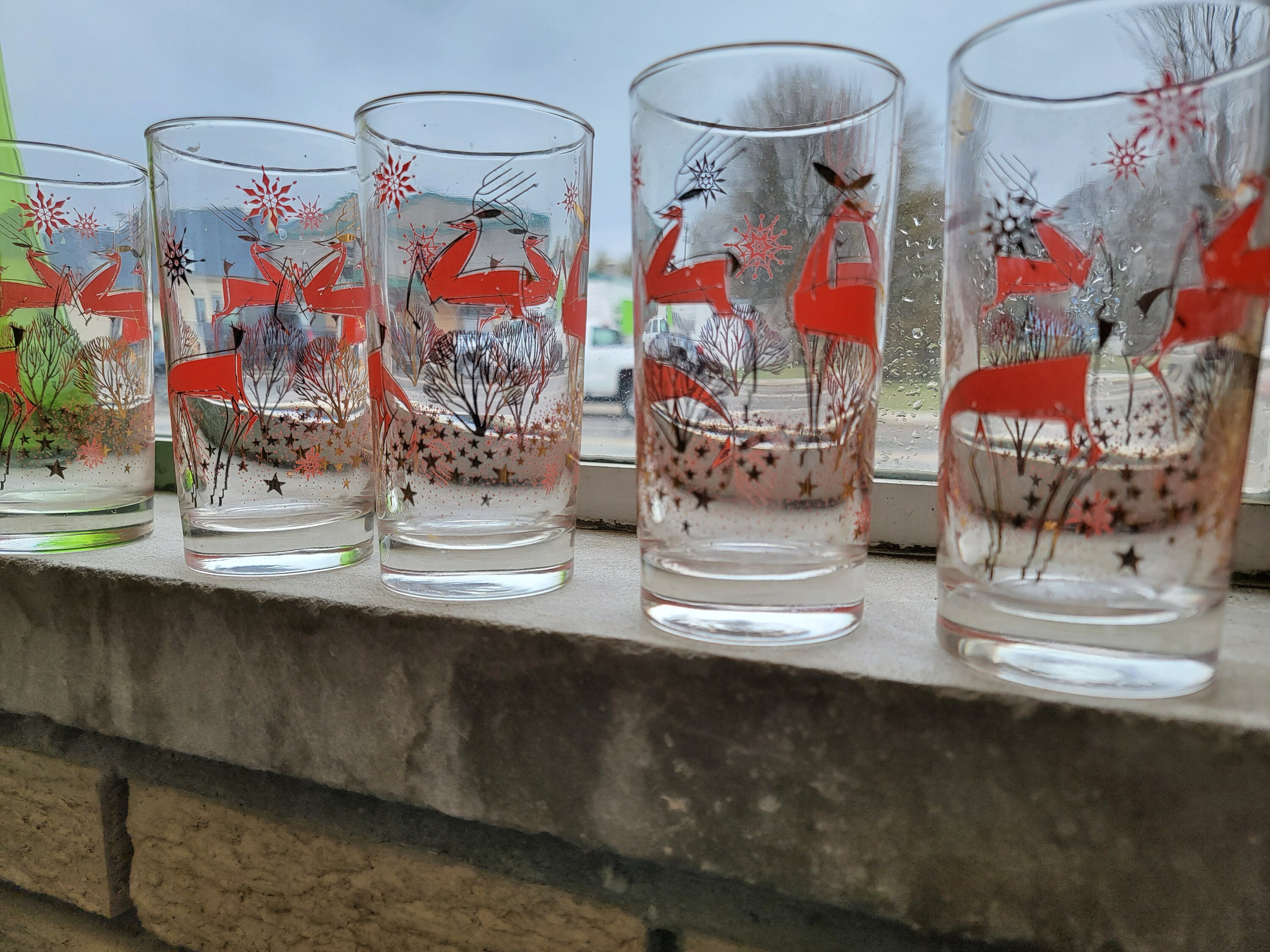 Libbey Mid-Century Atomic Deer Highball Glasses (Set of 4)