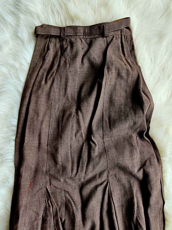 60s Vintage High Waisted Brown Midi Pencil Skirt … - image 2