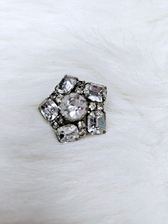 Art Deco Paste Brooch, Antique Star Shape Crystal… - image 4