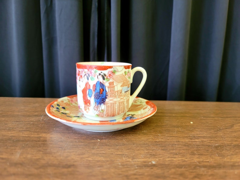 Vintage Japanese Geisha Tea Set Porcelain Hand Painted Teacup Etsy