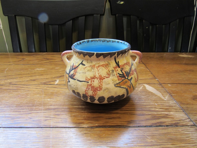 Signed By Artist Label Sarlat 1 Pottery Hand Painted Deer