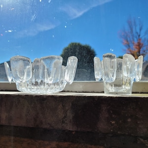 Viking Glass Finnish Vessel MCM  Ice Like Votive / Bowl Pair