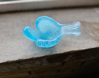 Vintage Glass Bird Salt Cellar, Blue