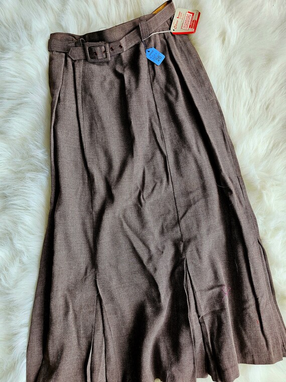 60s Vintage High Waisted Brown Midi Pencil Skirt … - image 7