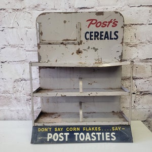 Vintage Post Cereal Counter Display, Store Display, "Don't Say Corn Flakes, Say Post Toasties", Produced By W.L. Stensgaard Chicago IL USA