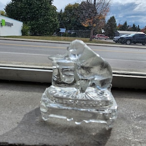 Tandpetarehållare för vintagehund med hög hatt. Kruka för luft i glas, antik hund i pressat glas - Hundbarbehör - Gåva för hundälskare