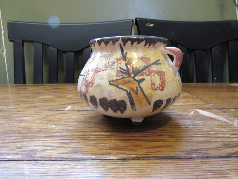 Signed By Artist Label Sarlat 1 Pottery Hand Painted Deer