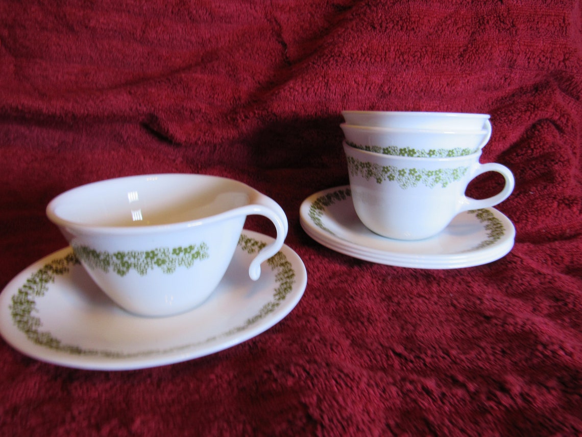 Vintage Corelle Cups and Saucers Set of 8 Spring Blossom Etsy