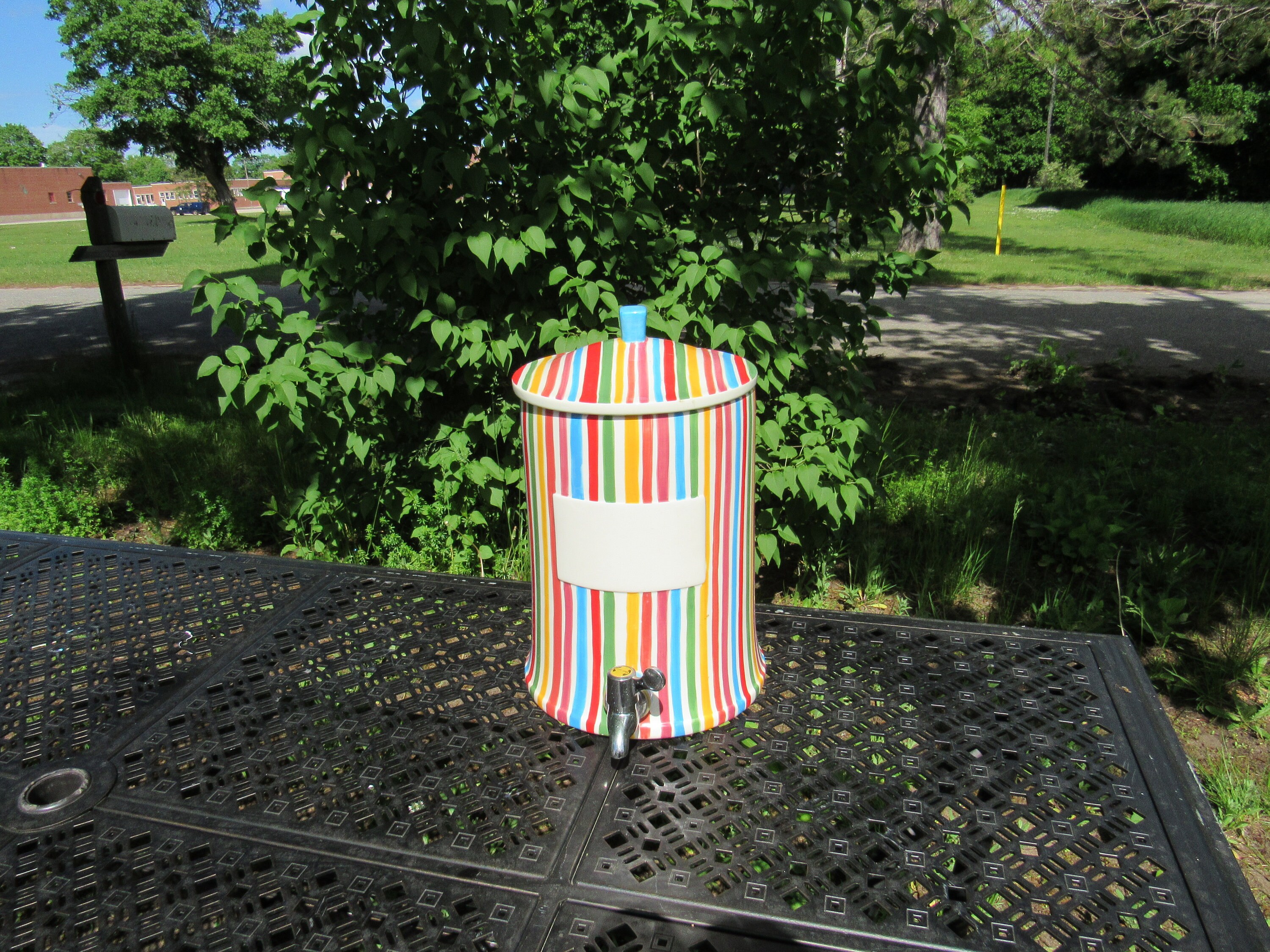 Tabletops Gallery Beverage Dispenser Striped Hand Painted Etsy