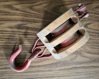 Antike Block und Tackle Rolle, Union Hardware, Bauernhaus Dekor, Scheune, Industrie, Block und Tackle, Union