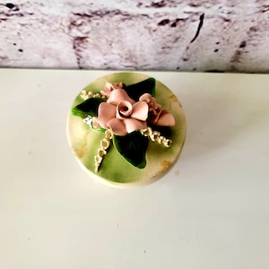 Vintage Porcelain Floral Ring Box Trinket Box