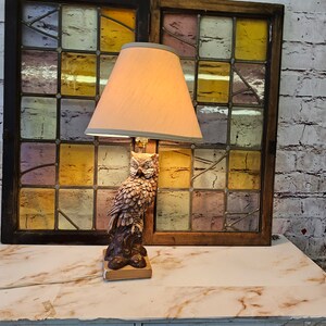 Vintage Owl Lamp, Ceramic Mold. Owl Perching on Branch