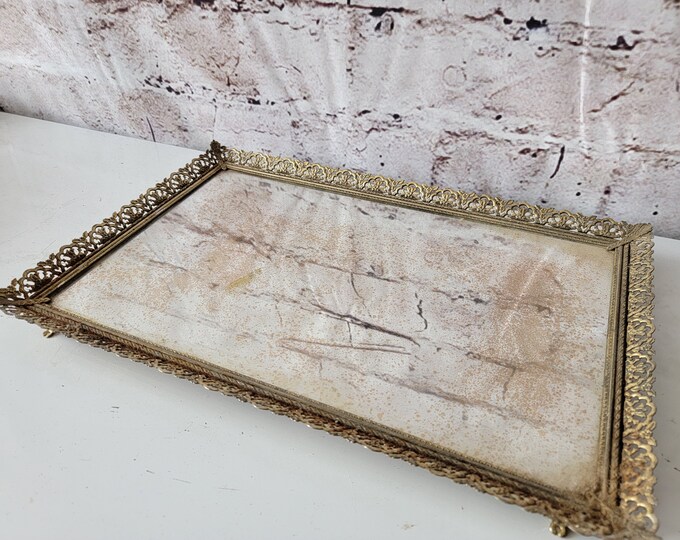 Vintage Vanity Mirror Tray Hollywood Regency This Vintage Etsy