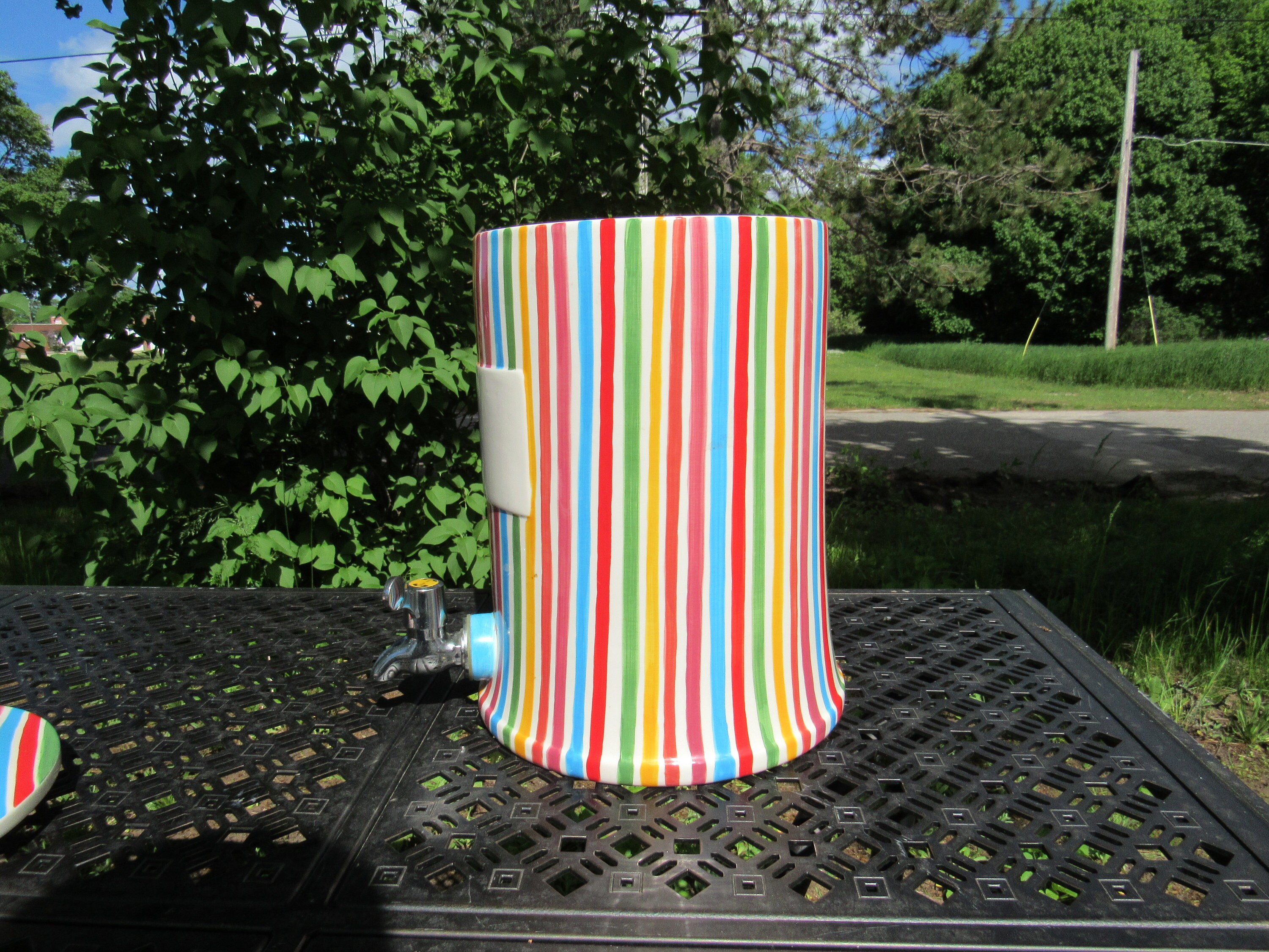 Tabletops Gallery Beverage Dispenser Striped Hand Painted Etsy