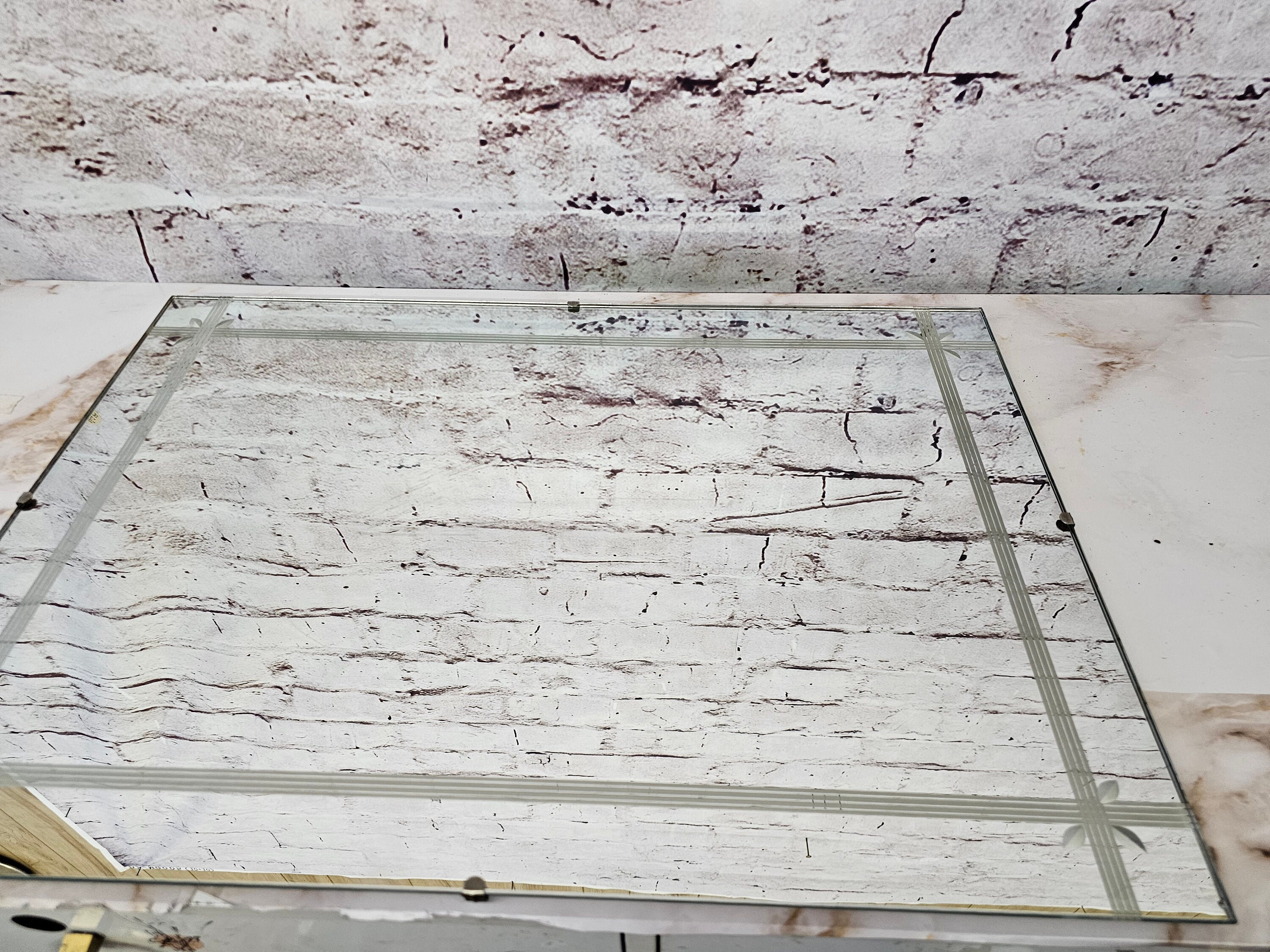 Vintage Art Deco Etched Pinstripe Mirror, Donnelly Kelley Mirror