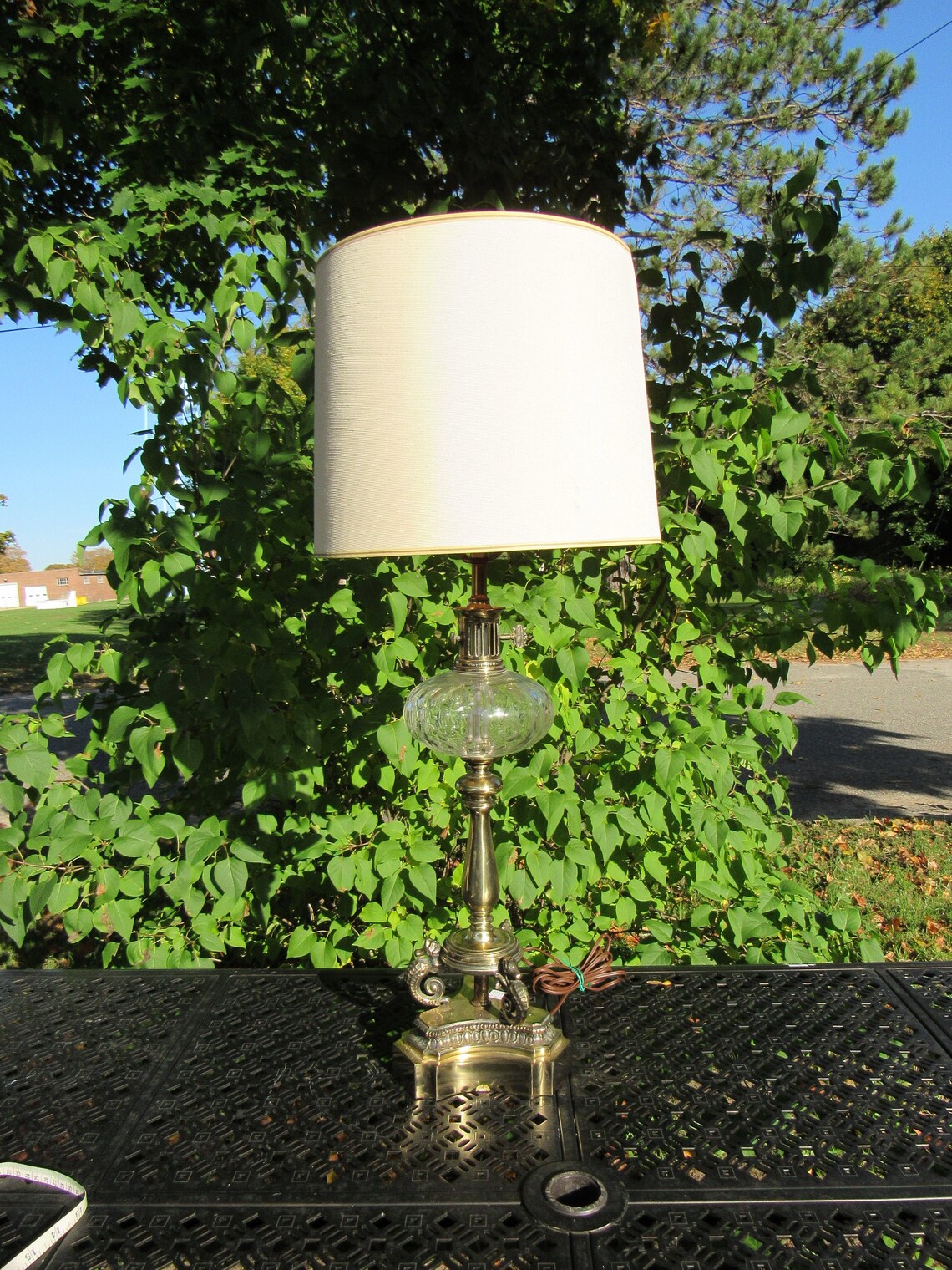 Vintage Hollywood Regency Glass & Brass Seahorse Lamp Mid Etsy