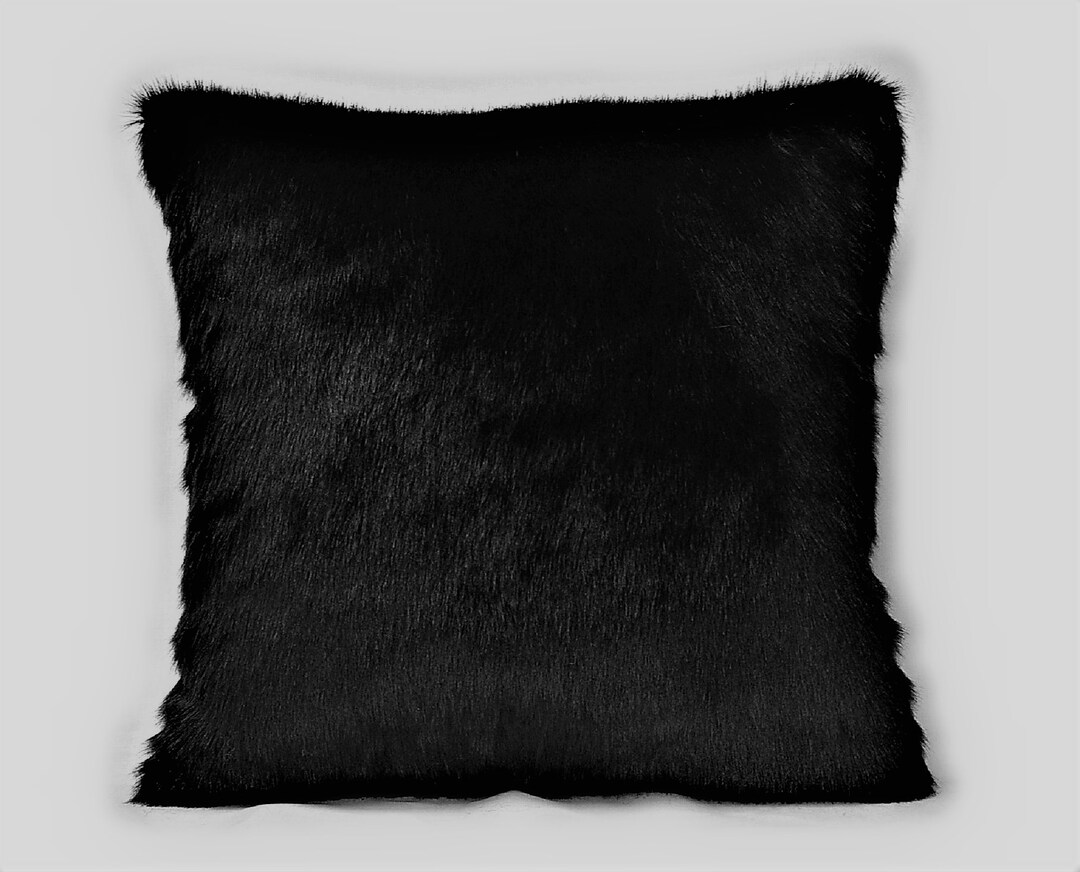 Large Faux Mink Throw Pillow Black Made in Usa for Sofa Couch Etsy
