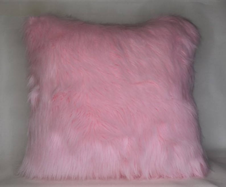Pink Sheepskin Decorative Throw Pillow Square Rectangle Faux Etsy