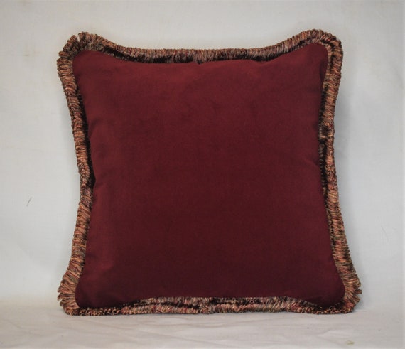 burgundy throw pillows with fringe