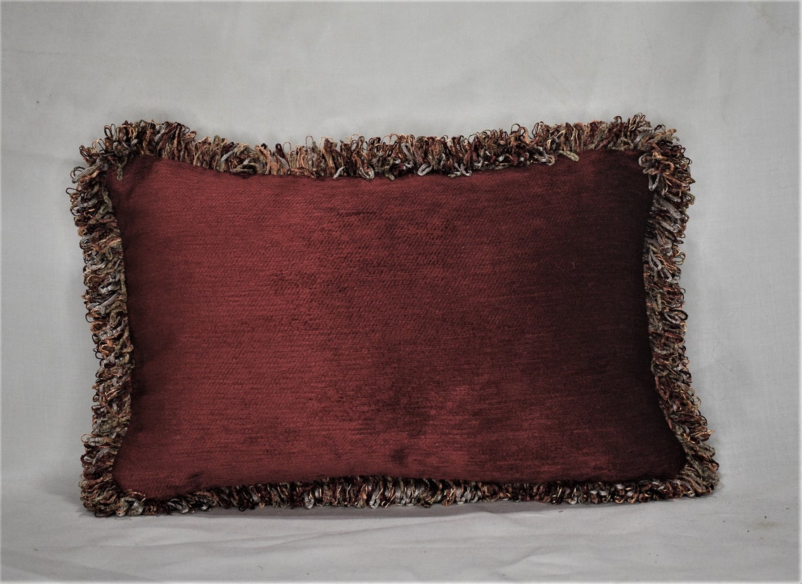 Rust red chenille rectangle decorative throw pillow with Etsy