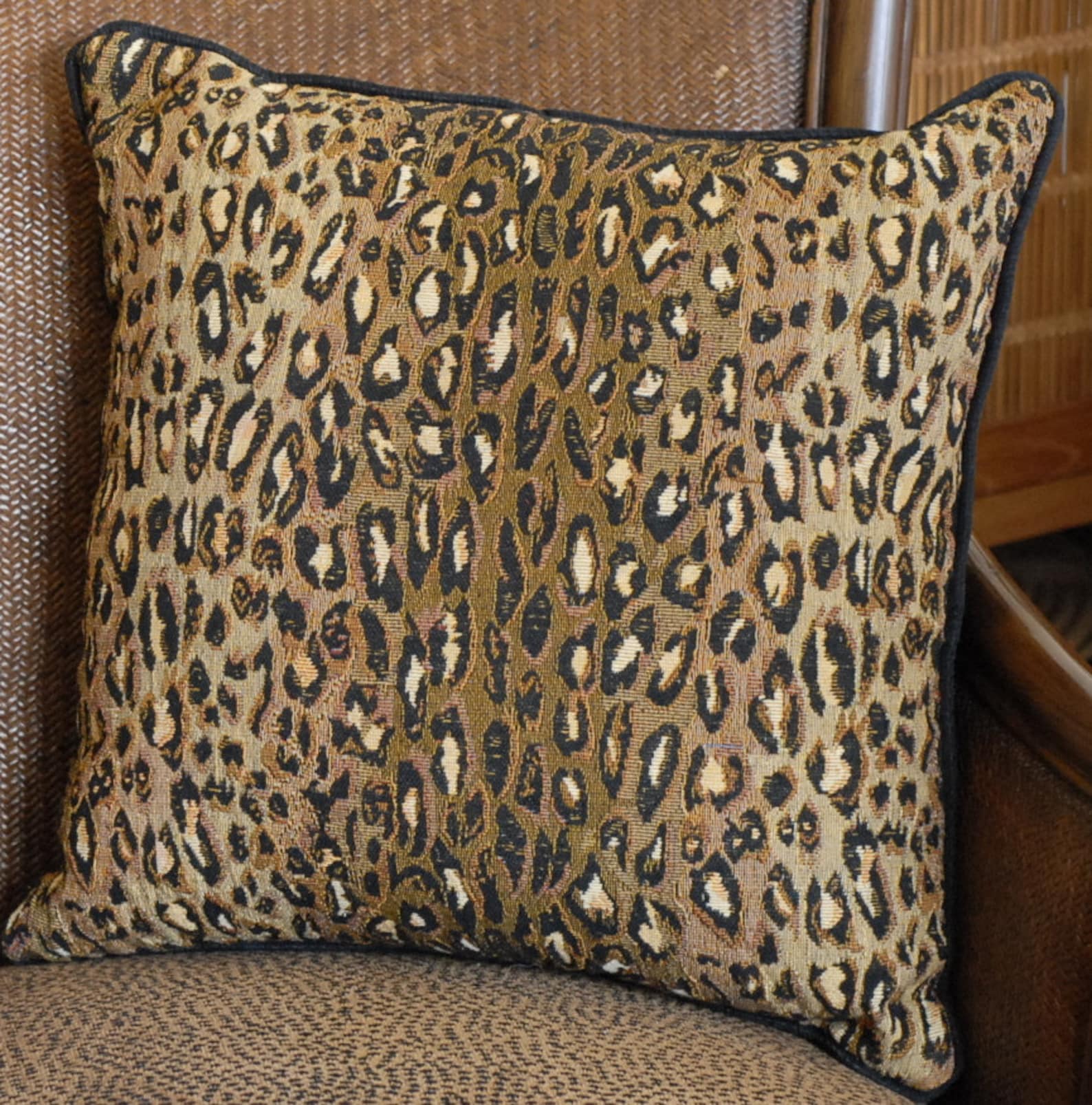 Cheetah Animal Skin Decorative Black Brown Gold Throw Pillow Etsy