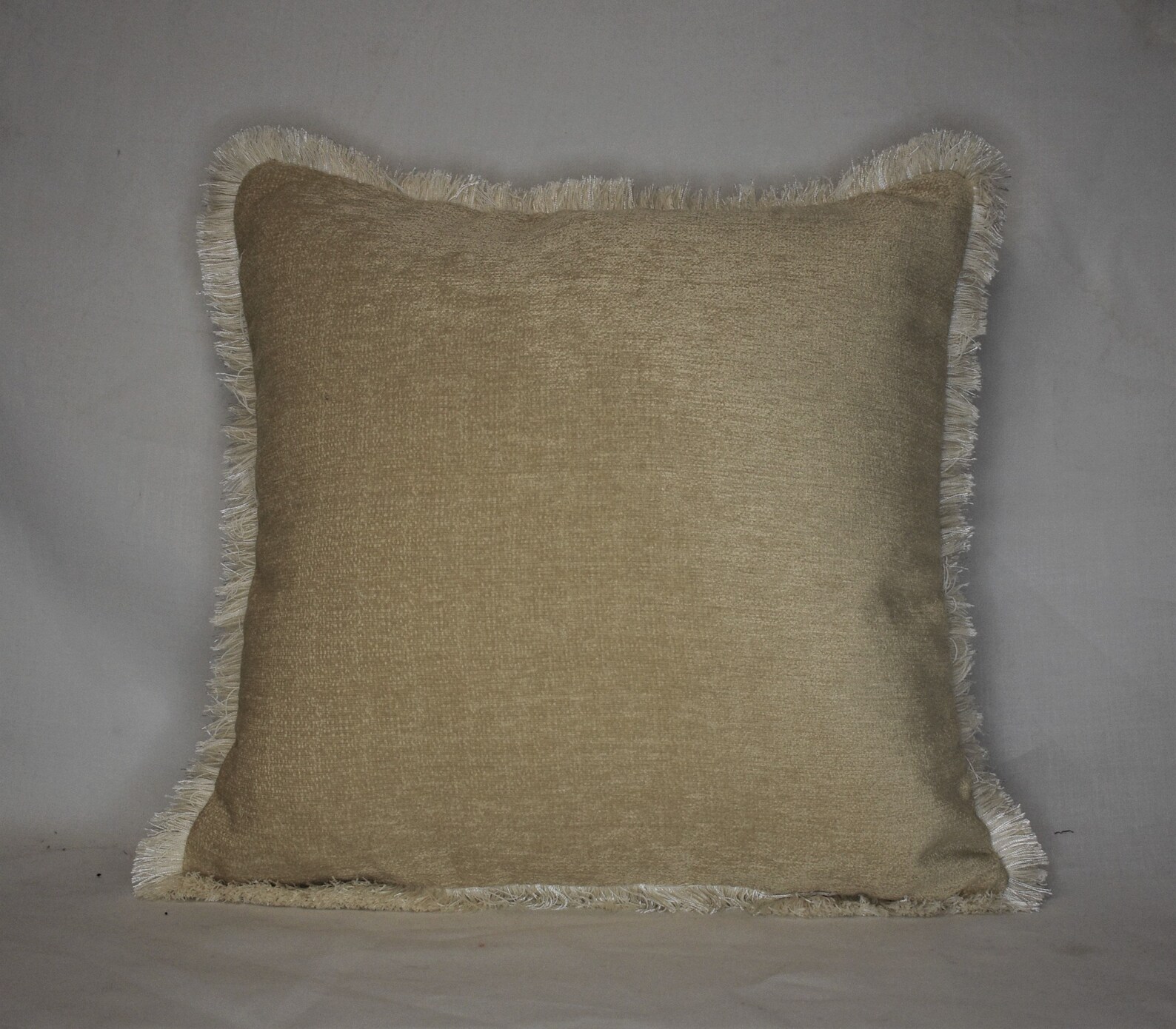 Large Solid Rust Gold Chenille Gold Fringe Throw Pillow for Etsy