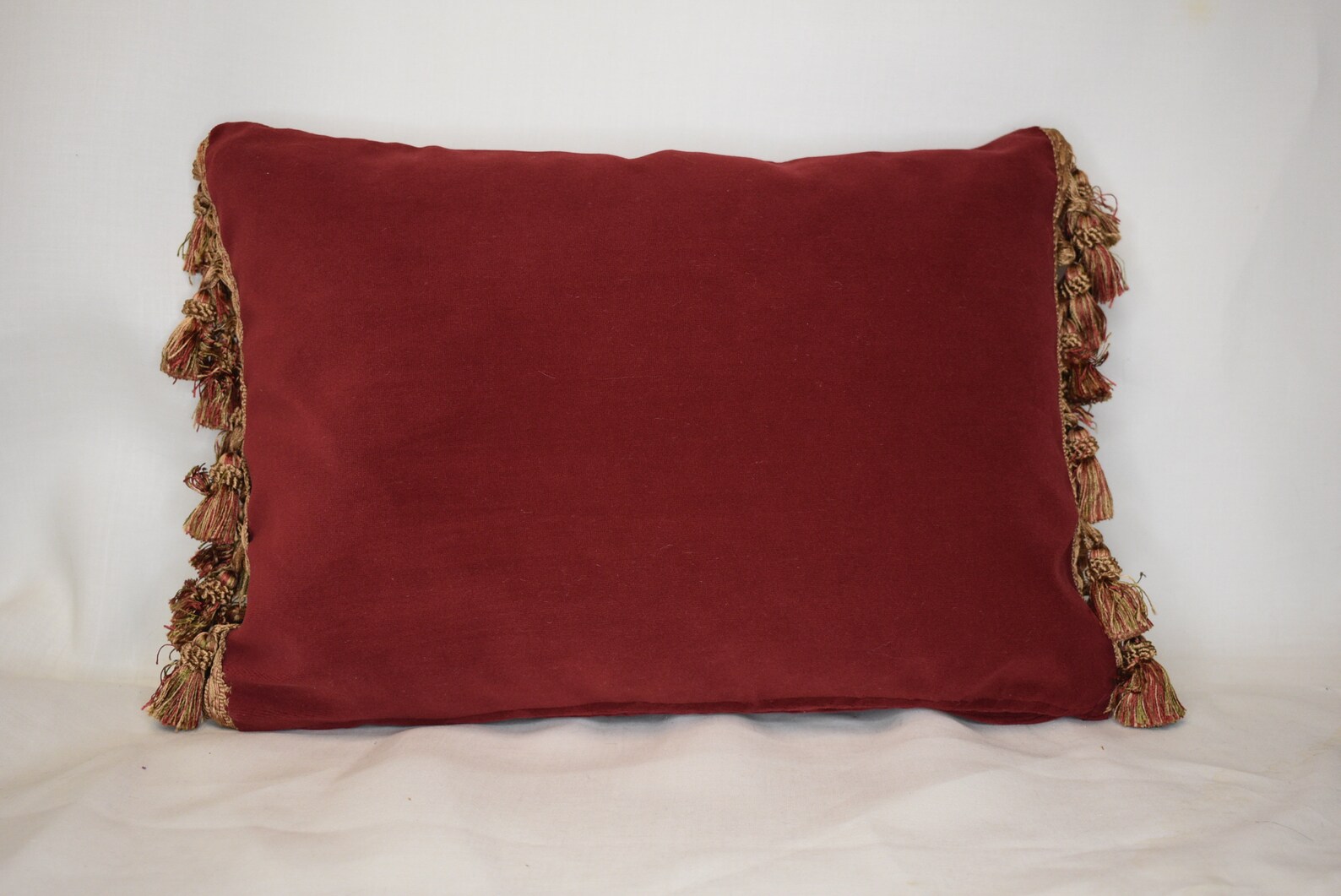 Rectangle Throw Pillow Rusty Red Gold Velvet With Tassel Trim Etsy