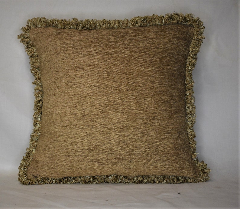 Solid Gold Chenille Fringe Decorative Throw Pillow for Sofa Etsy
