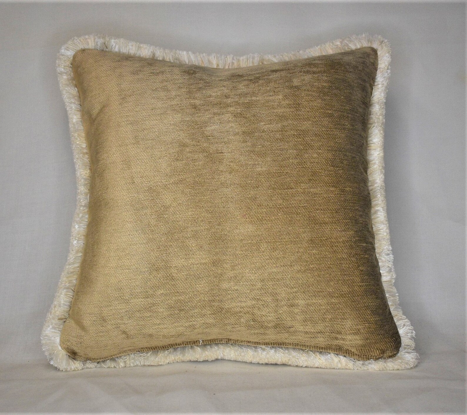 Large solid rust gold chenille gold fringe throw pillow for Etsy
