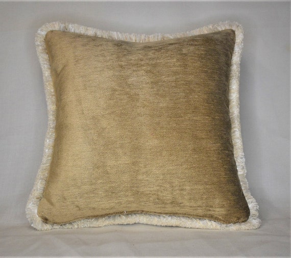 Large solid rust gold chenille gold gold chenille decorative throw pillow