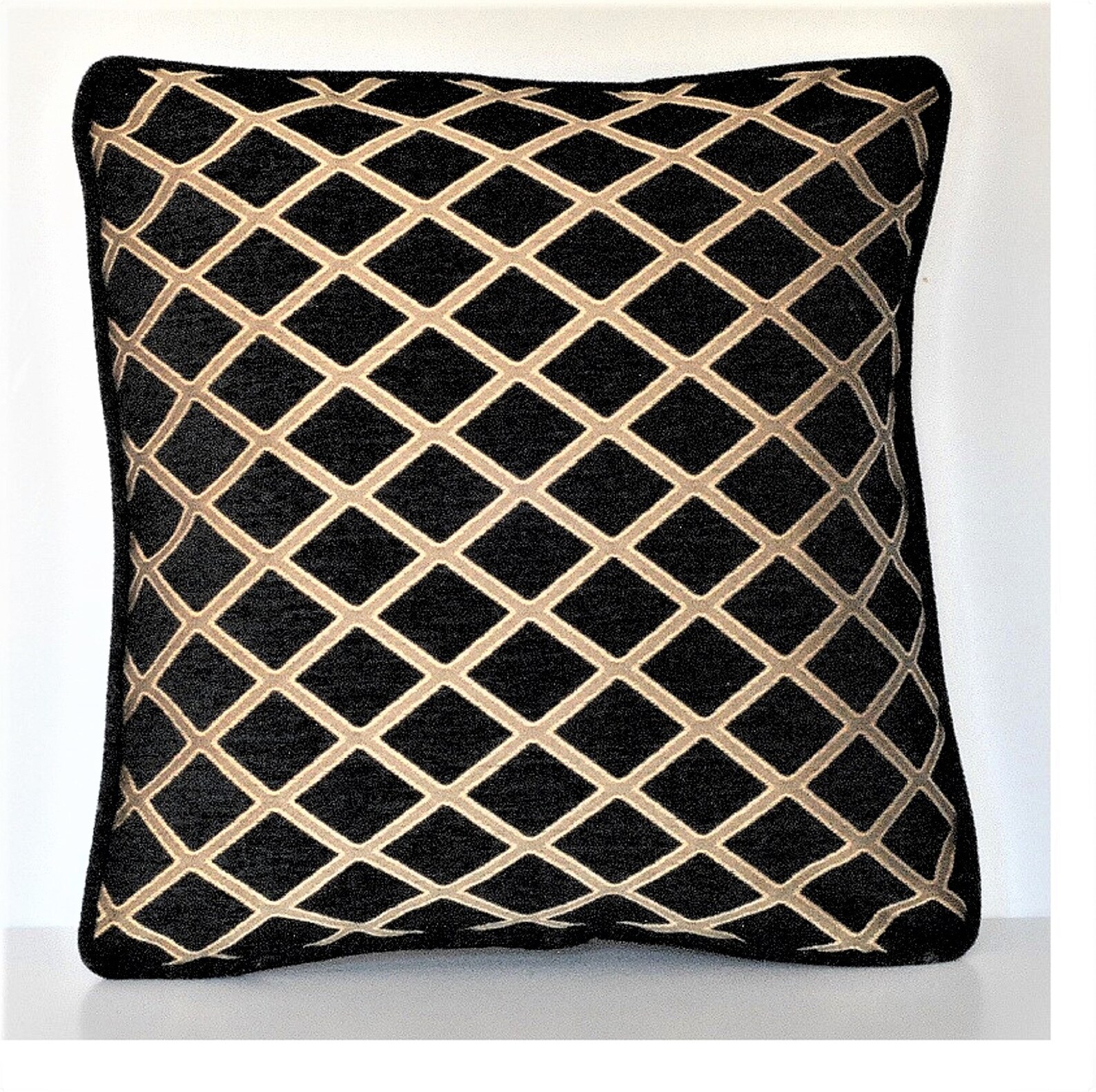 Large Black Gold Square Geometric Throw Pillows for Sofa Couch Etsy