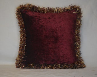 Burgundy throw pillows with fringe deals