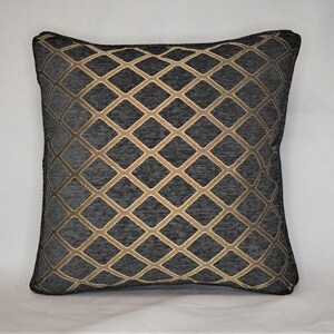 grey gold chenille decorative throw pillow with piping stripe solid floral