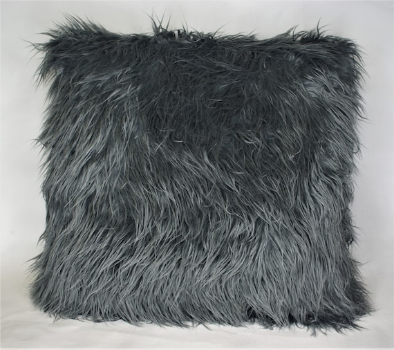 Black shaggy pillow hotsell